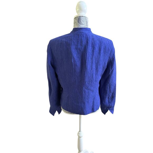 Jones New York Collection 12 Petite Linen Silk Jacket Blazer Purple Lagenlook - Picture 2 of 8